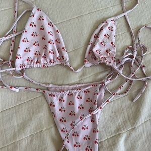 Pink strawberry Print Bikini Set